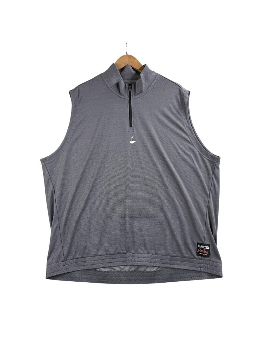 Fabletics Vest Mens 2XL Gray Hart Eagle Edition 1/4 Zip Golf Sleeveless Pullover